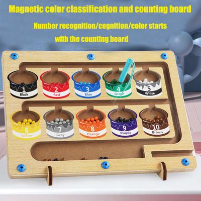 Kinder Montessori Spielzeug Magnetischen Stift Moving Ball Spiel Farbe Sortierung Zählen Bord Feine Motor Training Sinnes Pädagogisches Spielzeug