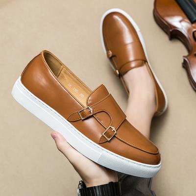 Fashion Soft Street Style Mens Loafers Slip On Leather Men Casual Shoes Fashion Monk Strap Footwear Leisure Walk Driving Flats Moccasins