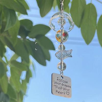 Green Lemon Persimmon Keychain Wind Chimes Beaded Keychain Cute Lemon Keychain Key Ornament