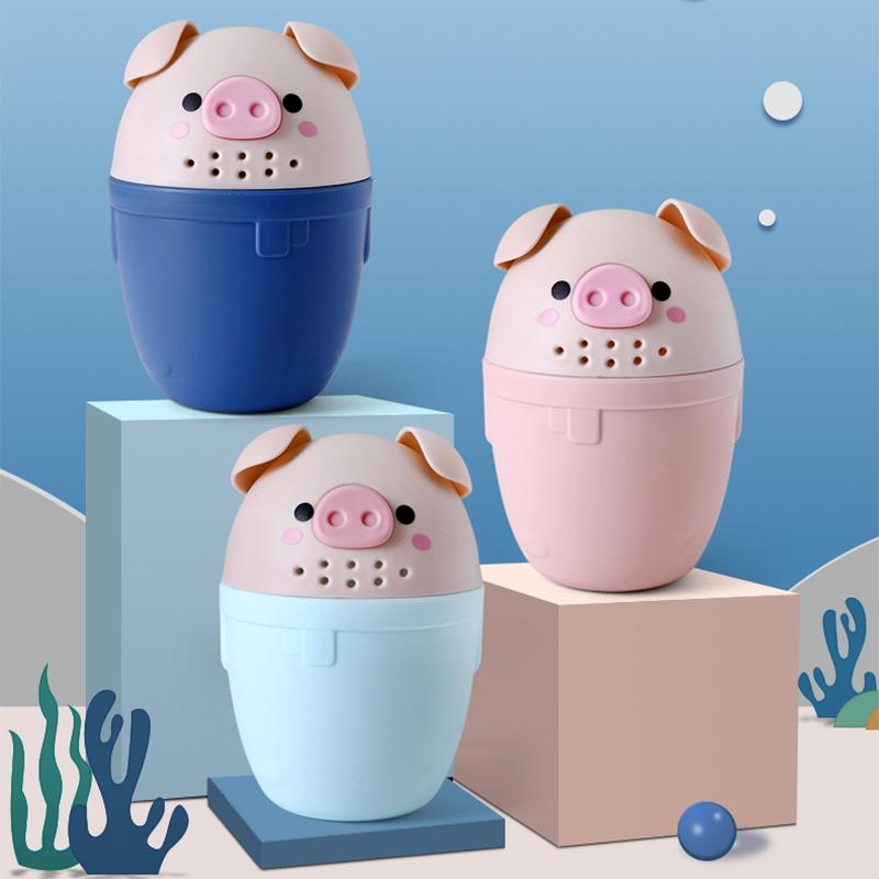 Kids Bath Tool Cartoon Pig Baby Bath Caps Cute Toddle Shampoo Cup Children Bathing Bailer Baby Shower Spoons Washing Hair Cup