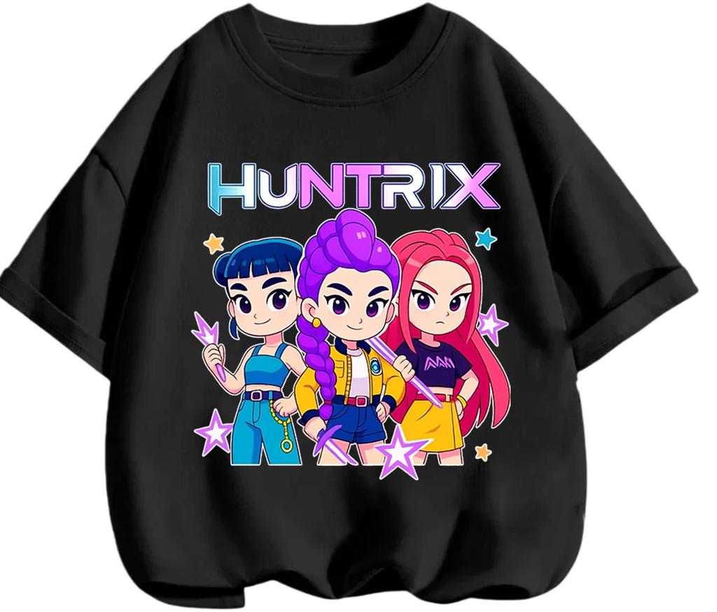 Stylish Urban Street Kpop Print T Shirt Summer Kawaii Casual Everyday Wear Children Round Neck Short Sleeve Top