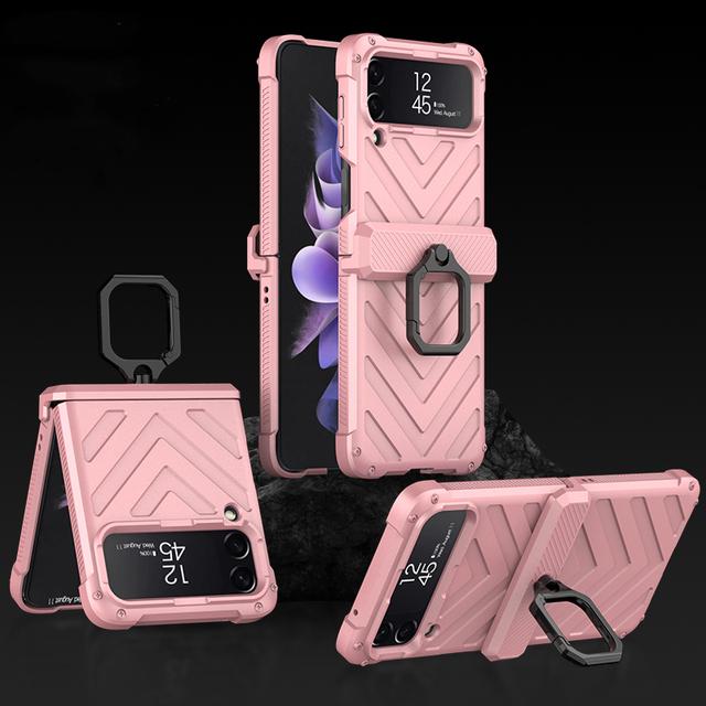Shockproof Hard Armor Case Ring Bracket For Samsung Galaxy Z Flip 4 5g Case Magnetic Hinge Cover For Samsung Z Flip4 Stand Case