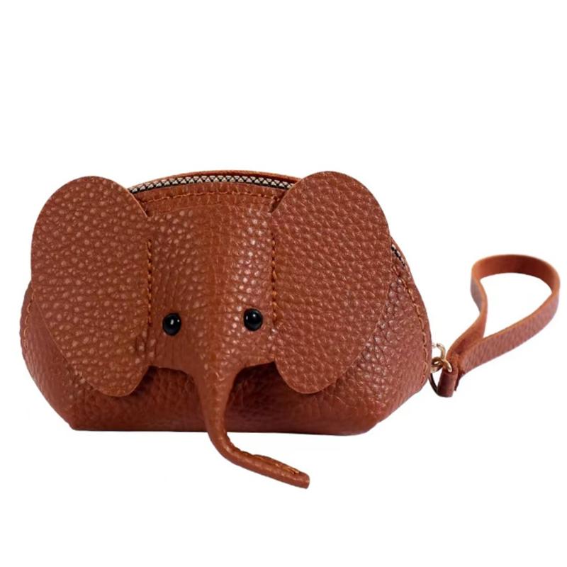 PU Leather Baby Elephant Coin Purse Women's Bag Pendant Creative Card Holder Storage Lipstick Envelope Zipper Money Bag