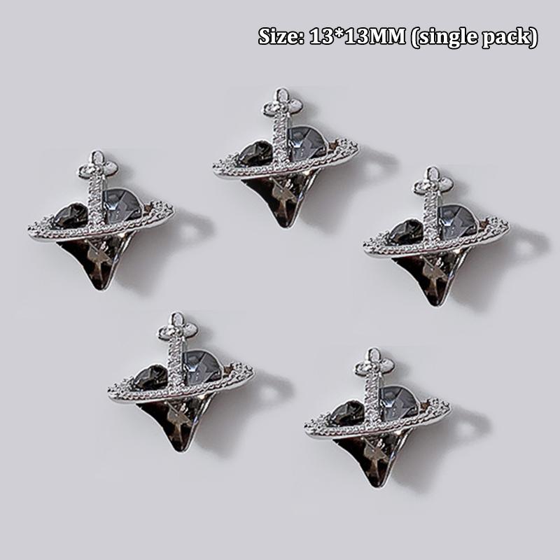 

5 шт. 3D супер блестящие кривые сердечки с бриллиантами Сатурн, планета, сплав для дизайна ногтей, роскошные подвески для маникюра, ювелирные изделия