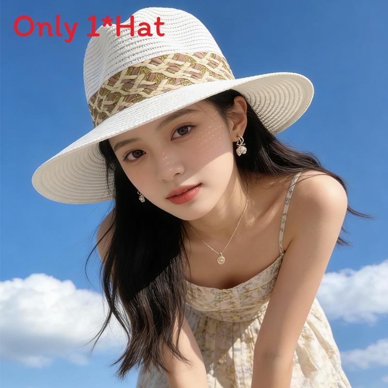 Summer Straw Hat For Women With Wide Brim And Adjustable Fit For Beach And Sun Protection