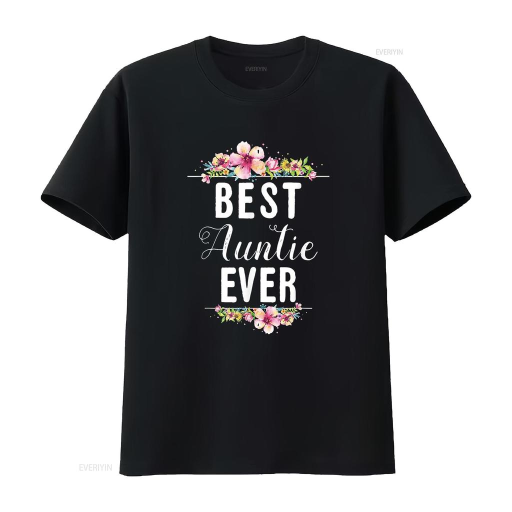 Best Auntie Ever Floral Design Aunt T Shirt vintage Washed Comfortable Stretched Soft streetwear homme Unisex designer clothes
