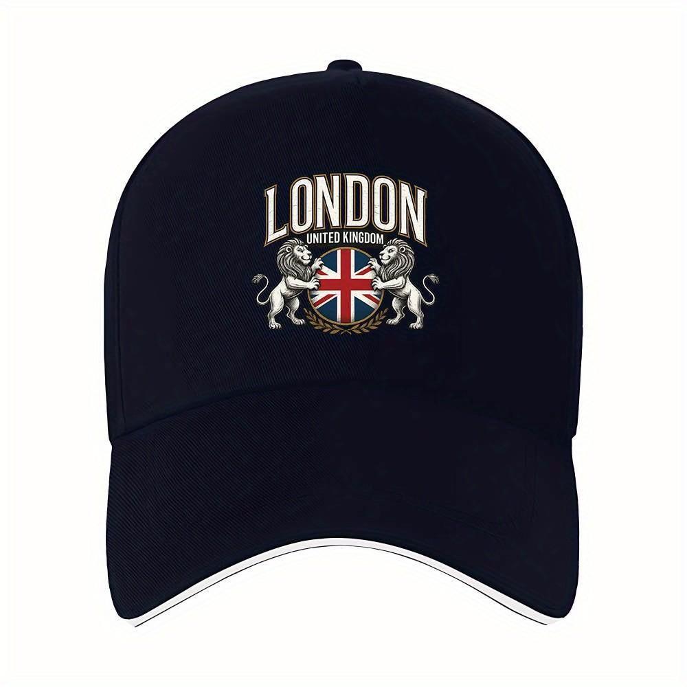 London United Kingdom Crest Baseball Cap Unisex Polyester Adjustable Casual Travel Hat