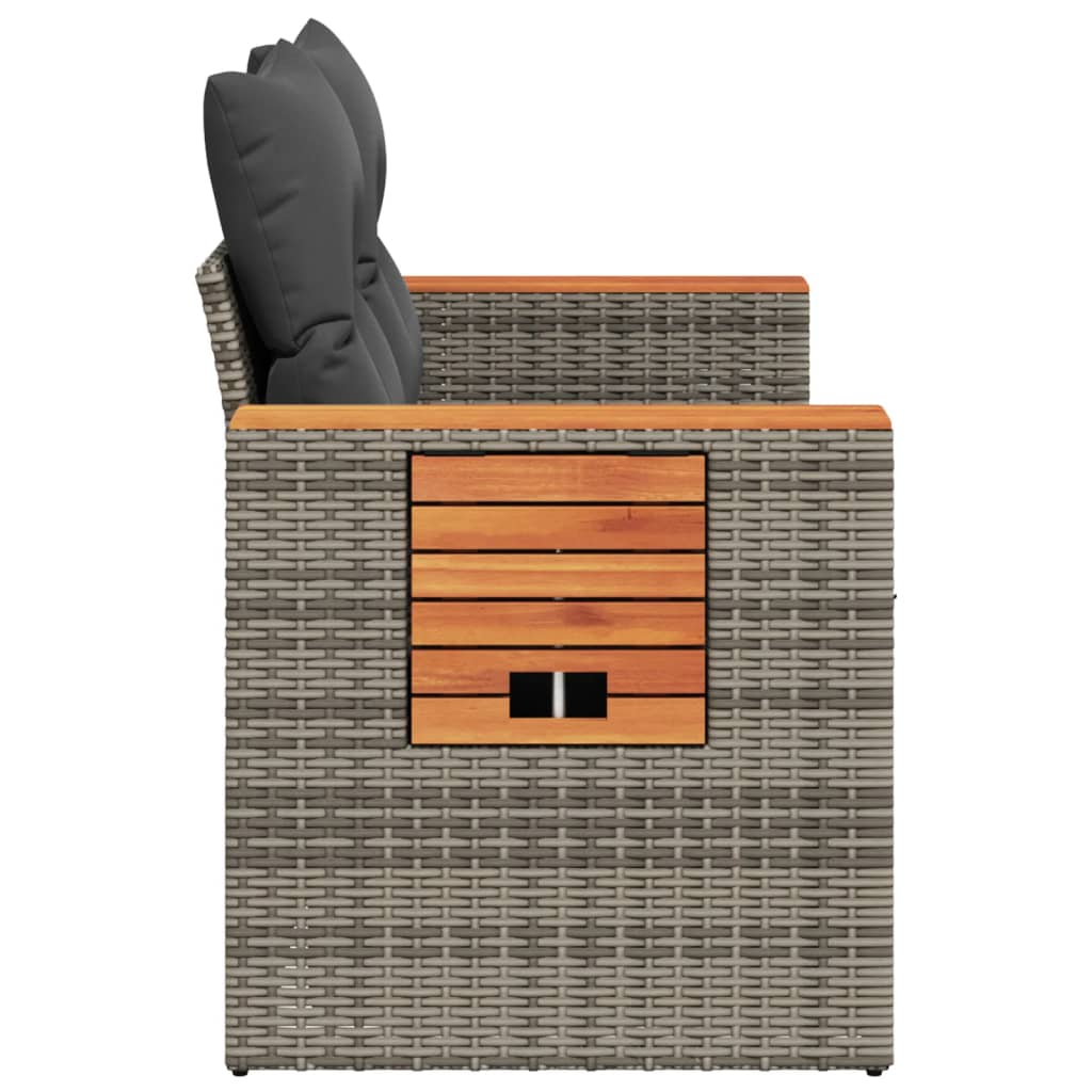 Vidaxl Sofa Ogrodowa Z Poduszkami, 2-Osobowa, Szara, Polirattan