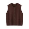 Damen Strickweste aus reiner Wolle - Rundhals-Cardigan mit Taschen für Herbst/Winter zum Schichten