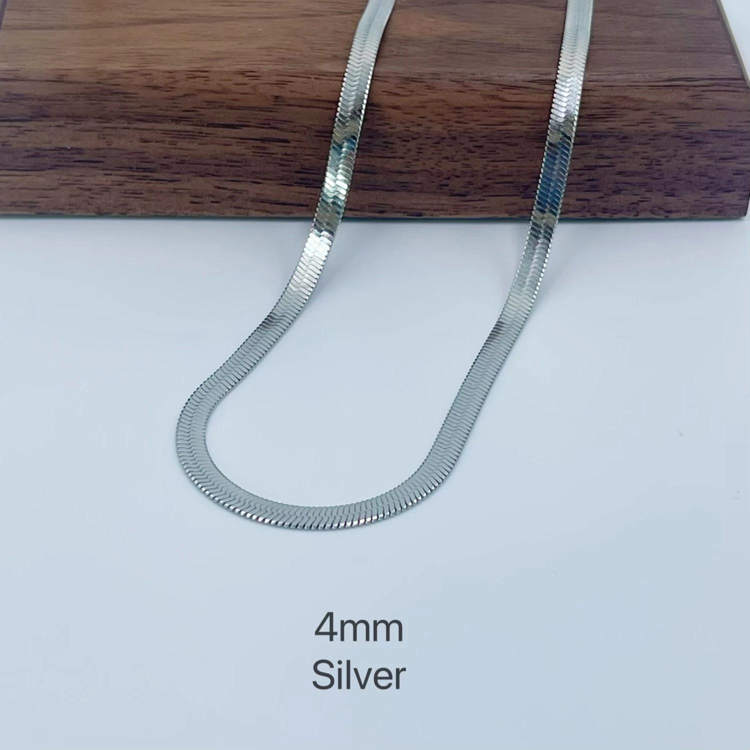 Mariasz Minimalista 40/45/50mm Kígyólánc Nyaklánc Choker Rozsdamentes Acél Heringcsont Arany Ékszer Ajándék Nőknek és Férfiaknak 50cm black