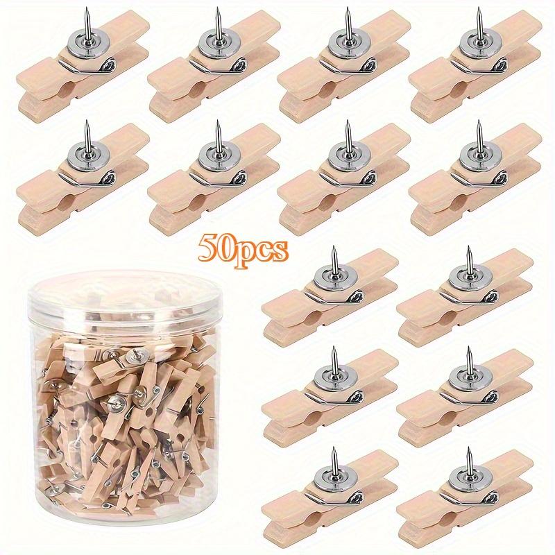 50pcs Pushpin Wooden Shelf Suit, Transparent Box Package, Easy To Store and Carry, Multi-Purpose Pushpin Suitable for Corkboard and Bulletin Board