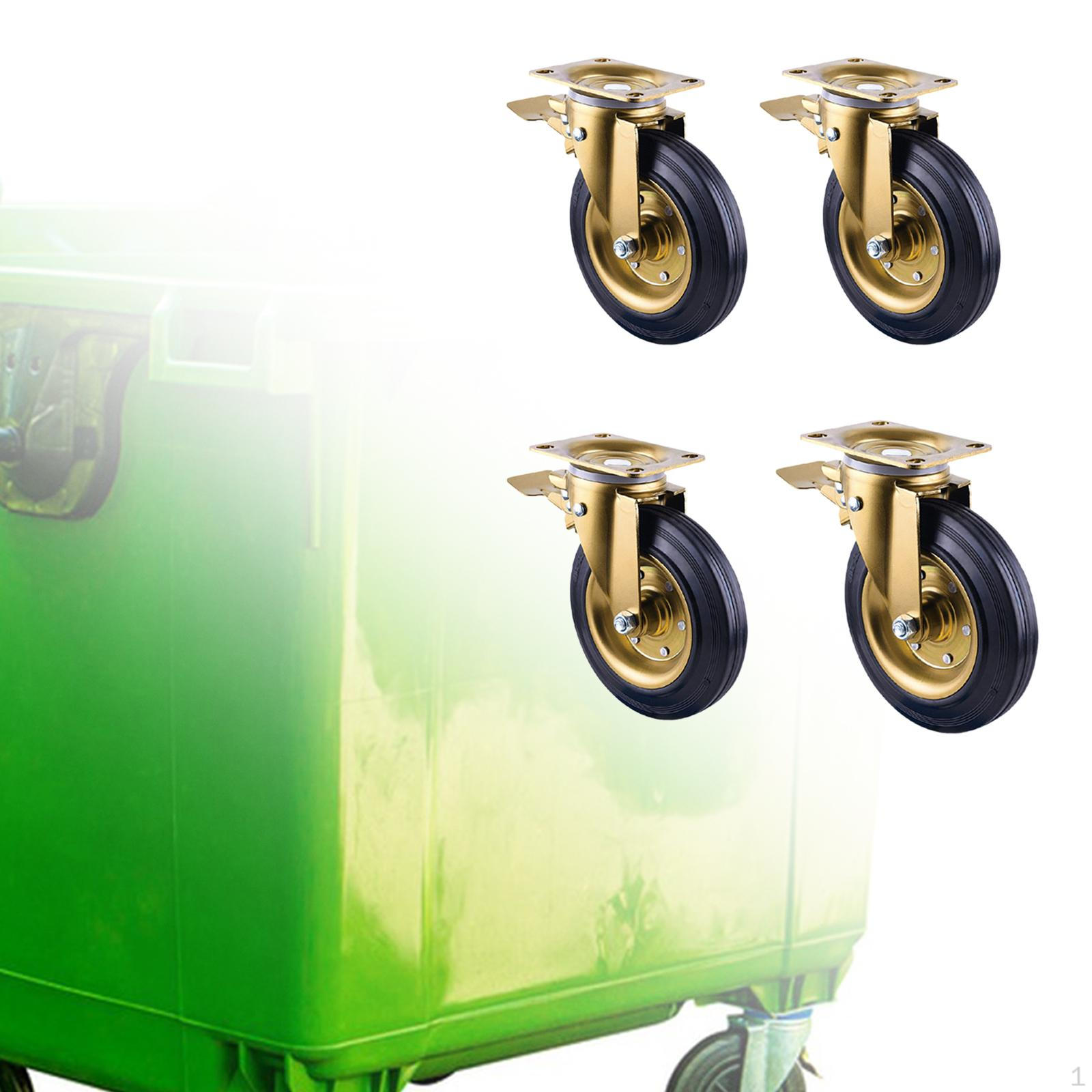 

4 шт. Колеса для мусорного контейнера, прочные, легко устанавливаются, с большой грузоподъемностью, сменные детали