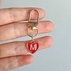 1PC Lobster Buckle Gift Metal Party 26 English Letters Keychain Marker Heart Shaped Red Love Keychain Design DIY Creativity