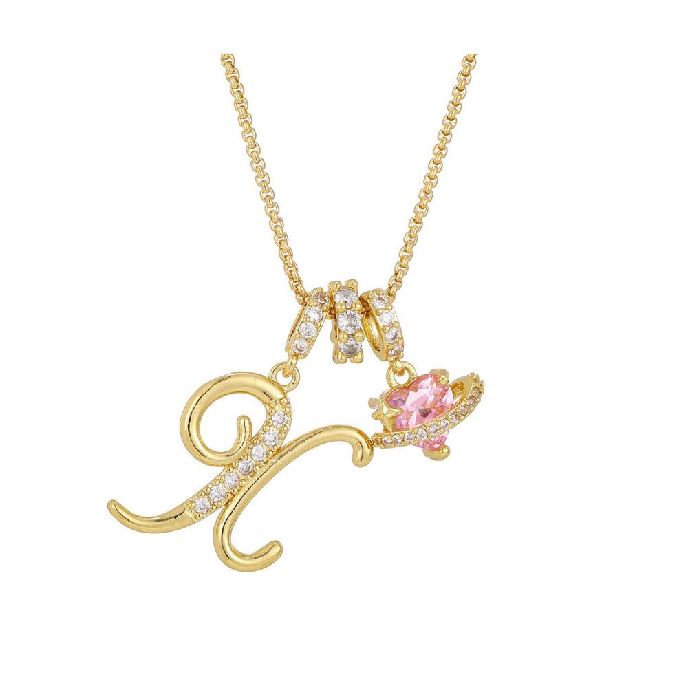 Women's Initial Heart Necklace Name Art Design Letter Jewelry Chain Adjustable Accessories
