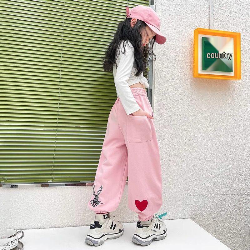 Girls' Cartoon Elastic Ankle Sweatpants - Spring/Autumn 2025 Collection
