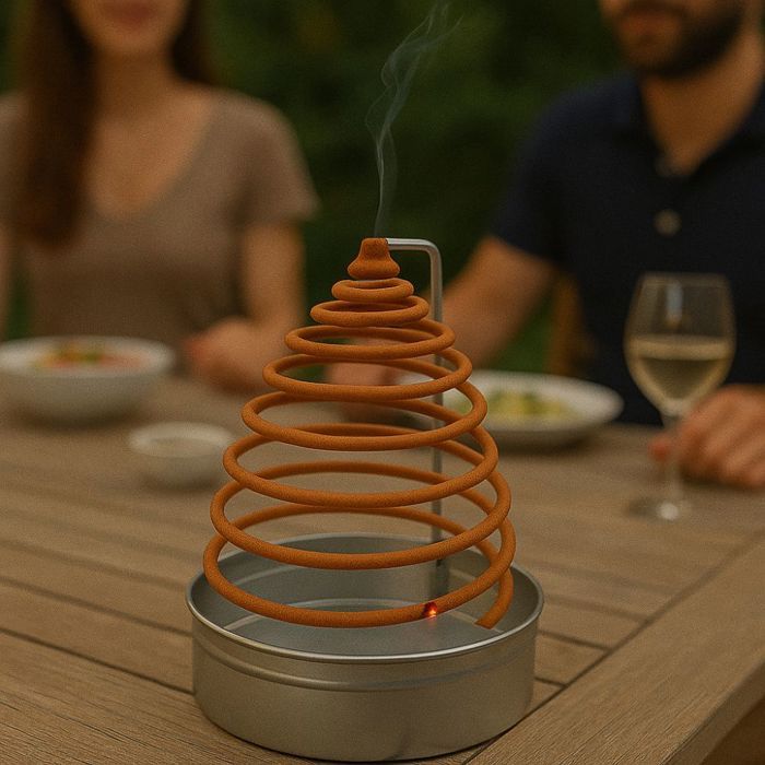 Citronella Mosquito Repellent Incense Spiral with Its Stainless Steel Holder and Metal Box for Outdoor Garden Terrace - Pack of 3