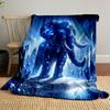 Crystal Blue Elephant In Fantasy Landscape Patterned Blanket, Flannel, Suitable for All Seasons, Home Decor, Warm and Cozy