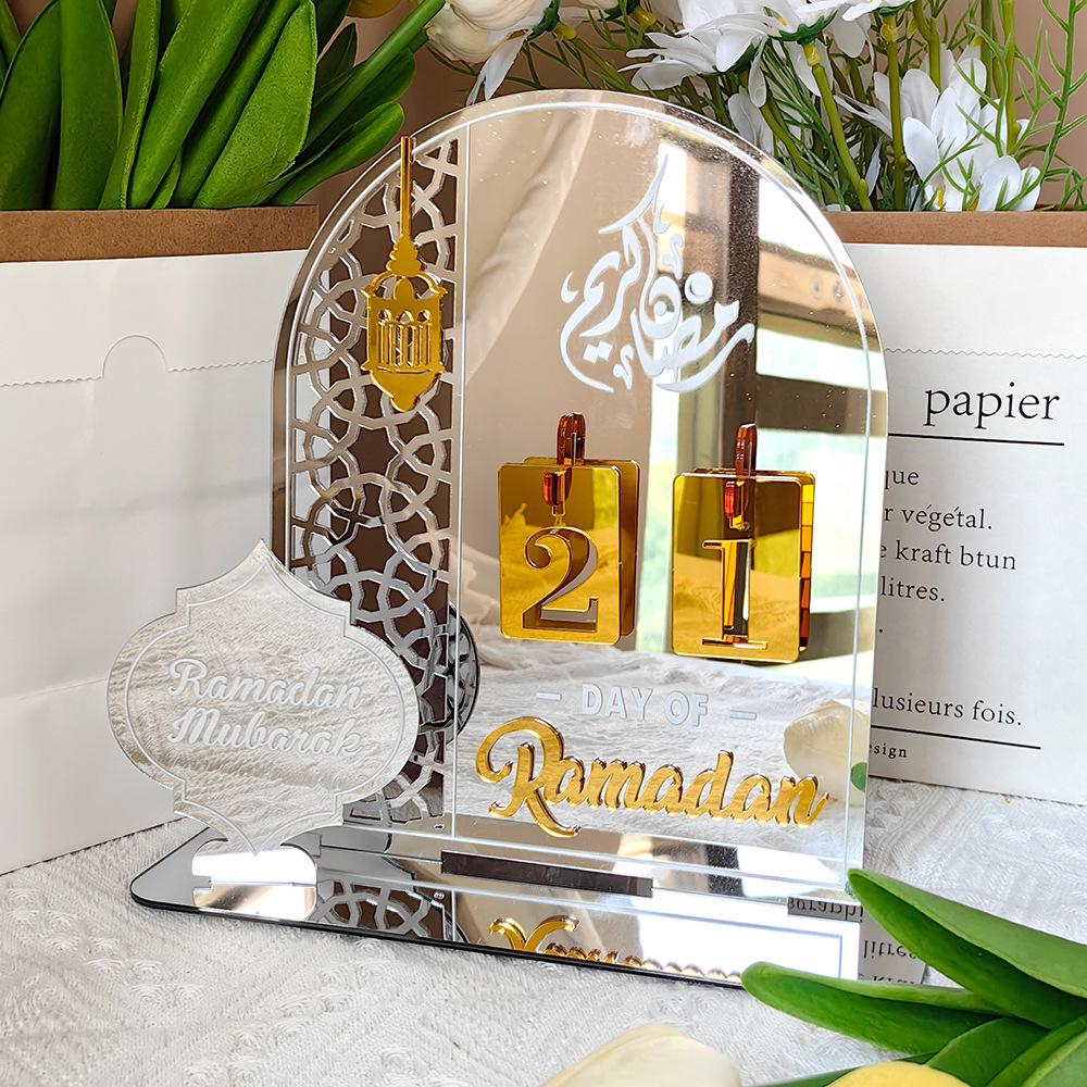 

Acrylic Eid Mubarak Countdown Calendar Eid Mubarak Ornament Eid Kareem Ramadan for Home 2025 Islamic Muslim Decor Eid Al-Adha серебряный