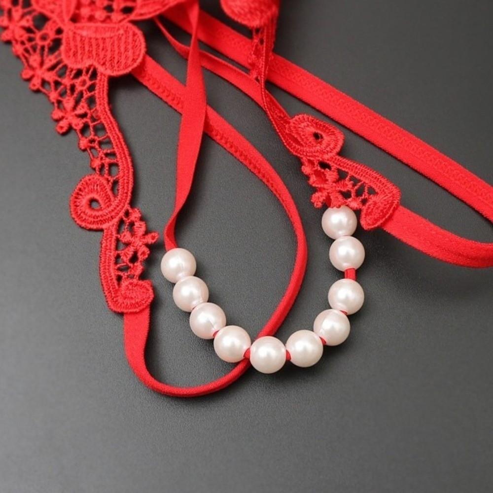 Hollow-out Women's Thong Low Waist Mesh Lace Briefs Panties Pearl Lace Underwear  Girl