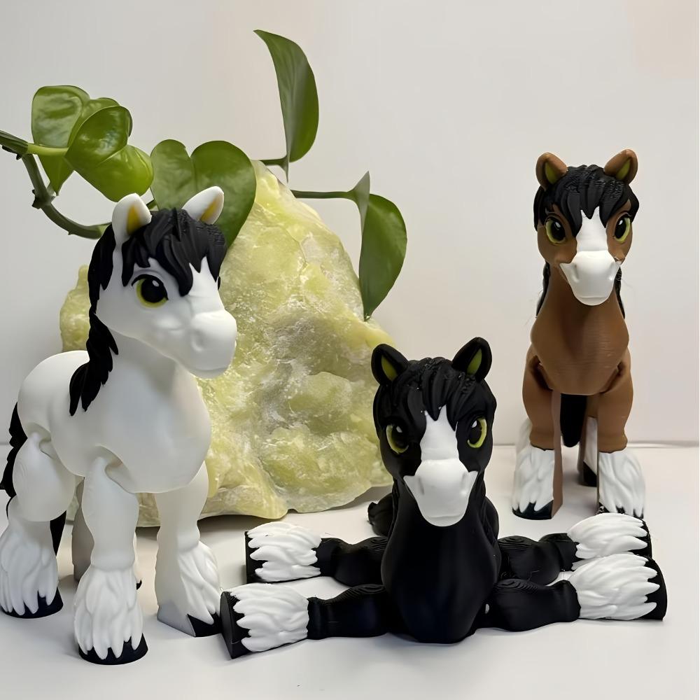 3D Printed Horse Pony Model Flexible Animals Toy Statue Movable Joints Home Office Decor Fidget Toys Stress Relief Animal Toys