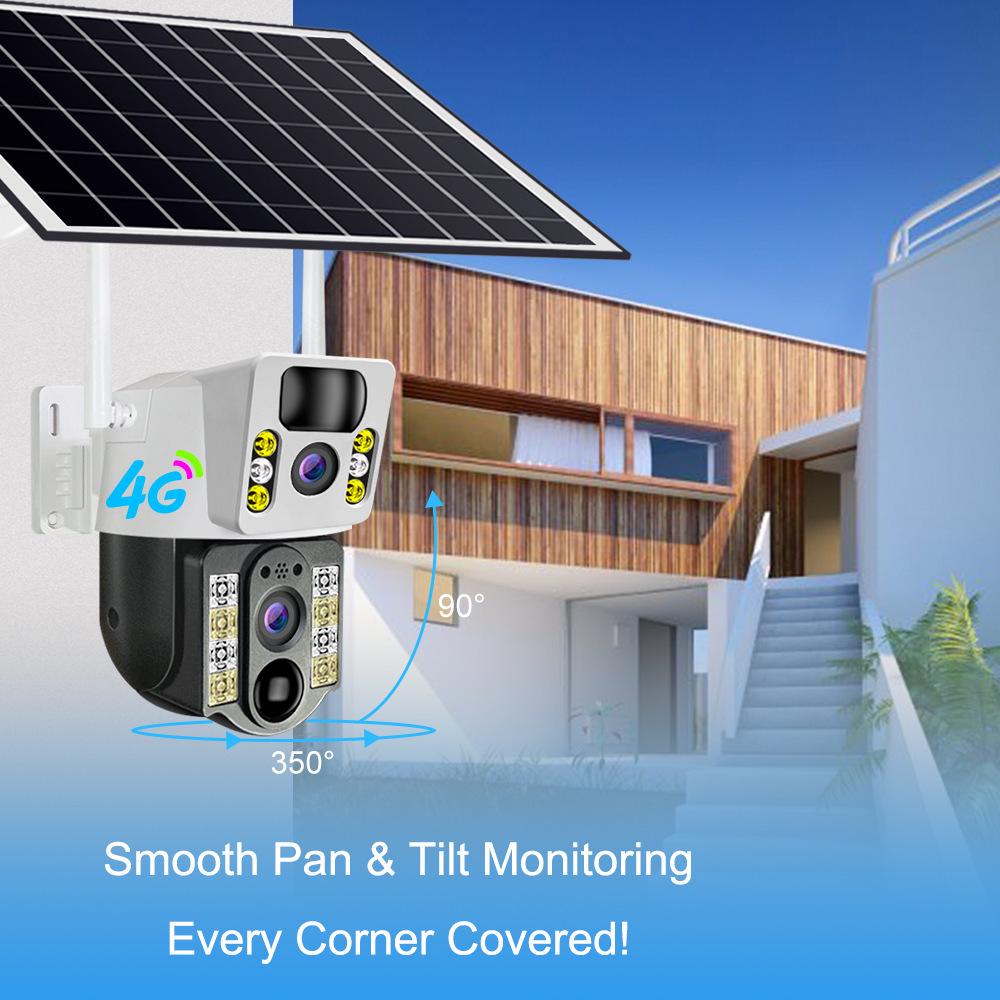 4G Solar-Powered V380 Surveillance Camera: 6MP, Waterproof, Outdoor, PTZ.