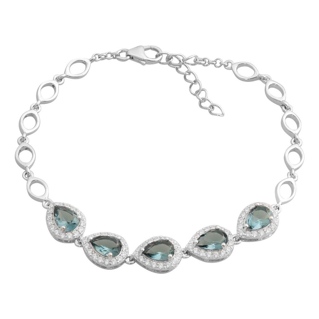 Серебряный браслет с топазом Лондон Блю, вес изделия 6,08 гр (2181675)