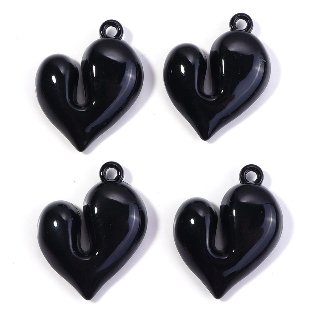 4Pcs Irregular Heart Shape Acrylic Beads Charms Colorful Pendant Loose Beads For DIY Bracelet Necklace KeyChain Jewelry Findings