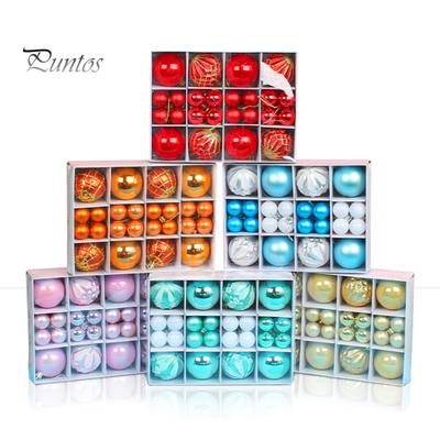 40 szt. Bombka świąteczna kolor malowany okrągły kształt łatwe do zawieszenia w wielu stylach żywy dekoracyjny PS plastikowy motyw świąteczny wisiorek w kształcie kulek zaopatrzenie firm