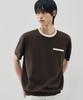 DRAW FIT Contrast Round Half Knit [Brown]