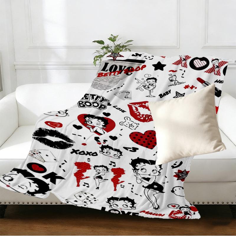 Betty Boop Print Blanket - Soft & Comfortable, for Bedroom, Travel, Sofa, Home Decoration - Birthday Christmas Gift for Friend