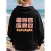 Children Cartoon Capybara Hoodie Back Side Grid Animal Print Pullover Autumn Winter Fleece Warm Lovely Kids Hooded Sweatshirt