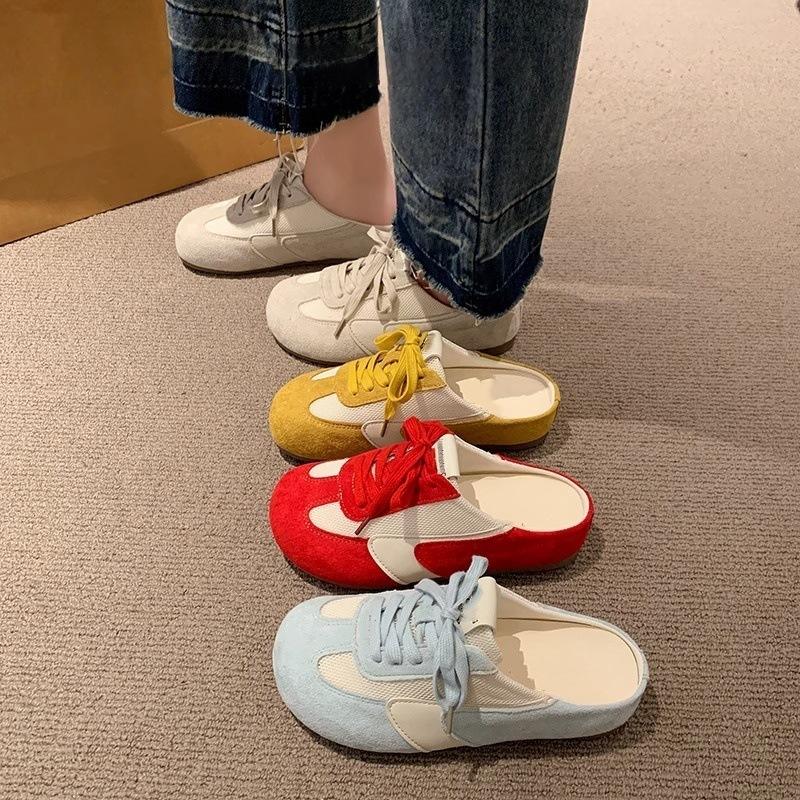 Thick-soled bag head and half slippers, women wear new shoes outside summer, and pedal white shoes and cool slippers.