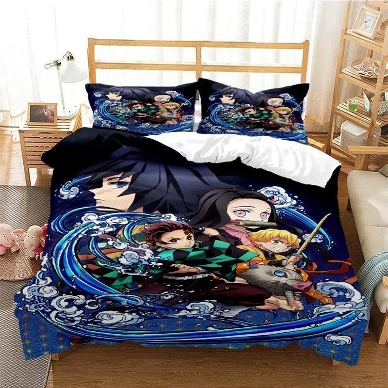 Set Biancheria da Letto Demon Slayer Kamado Nezuko Set Copripiumino Copriletto Federa Misura King Queen Full Singolo Biancheria da Letto Bambini Adolescenti Regalo