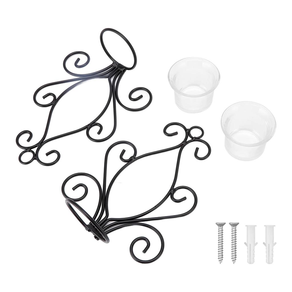 2 Set Candle Holder Wall Sconce European Style Swirl Iron Art Pattern Wall Mounted Candle Holder