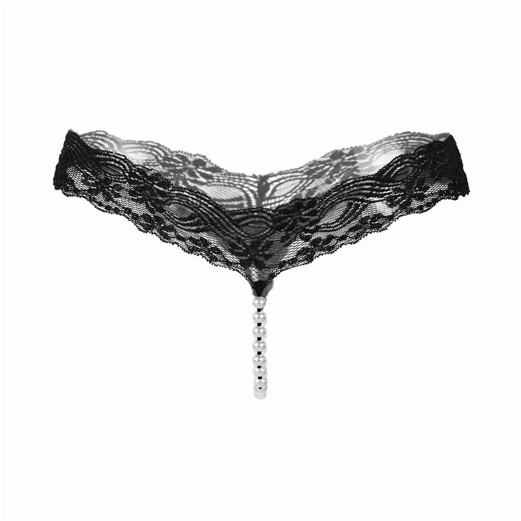 Sexy Pearl Massage G-Strings Women Thong Thin Strap Panties T Pants Low Waist Beaded Briefs