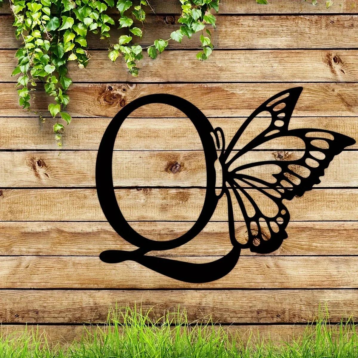 1 шт. Металлический знак с монограммой в виде бабочки - все буквы. Металлические — фото 10