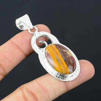 Mothers Day Sale 925 Sterling Silver Red Snakeskin Jasper Stone Pendant Jewelry