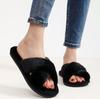 Warm Fluffy Furry Slippers Women Lightweight Flat Heels Fur Slides Woman Autumn Winter Open Toe Non Slip Home Floor Shoes