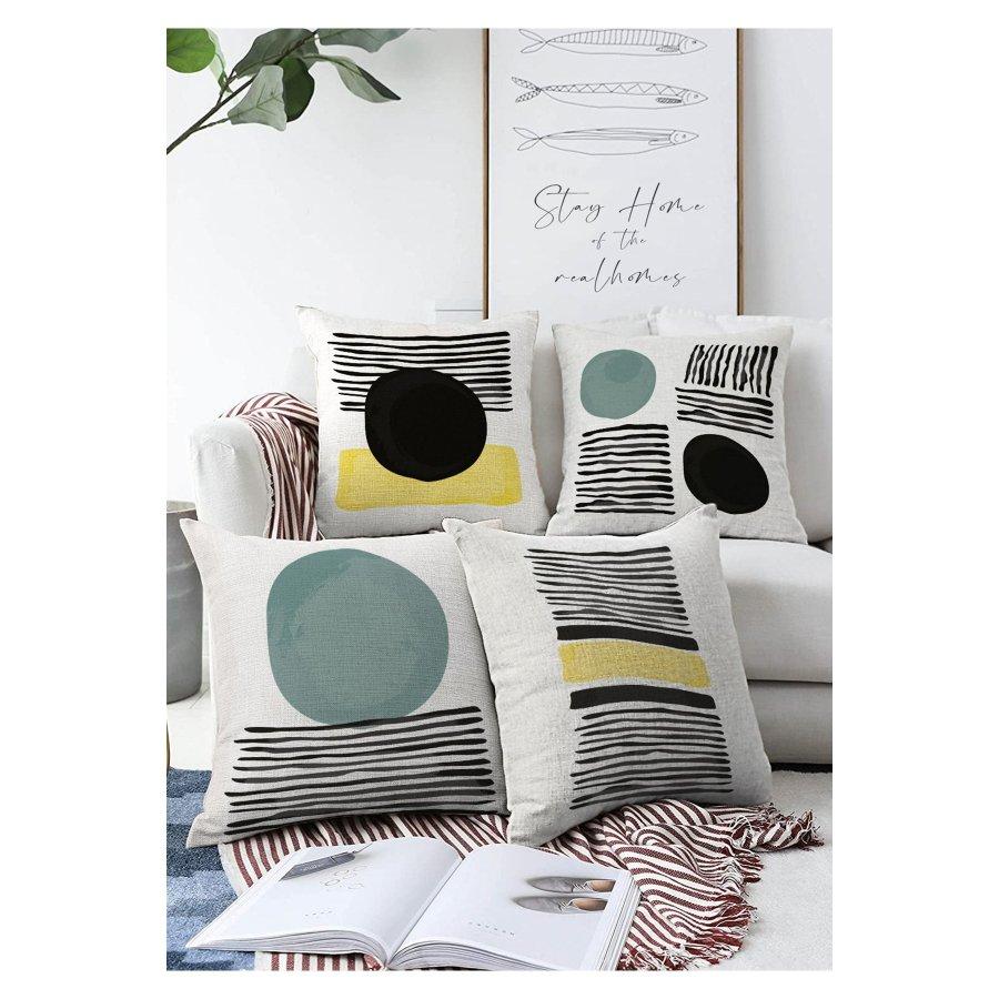 4 Pieces Double Sided Digital Printed Cushion Cover Set