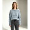 Womens Loose Fit Knit Sweater Long Sleeve Round Neck Striped Casual Pullover