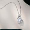 Sterling Moissanite Pendant Necklace Women 2ct Round Micro-Set Locket Chain Floral Design 21-50cm Adjustable