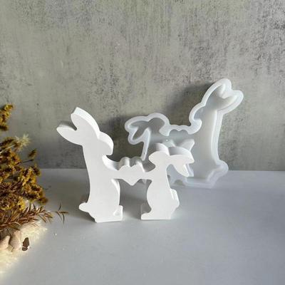 Easter Bunny Couple Rabbit Ornament Mold Cement Gypsum Pouring Silicone Mold Valentine's Day Love Rabbit Molds Home Decoration