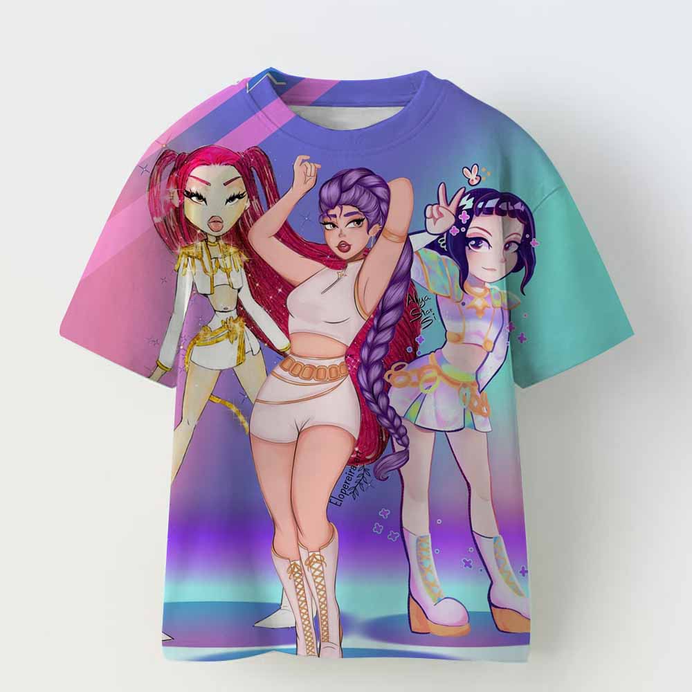 Children T-shirt for Boys Girls Fashion Anime Movie Tees Kids KPop Demon Hunters Huntrix Funny Short Sleeve T Shirt Gifts