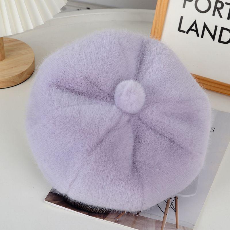 

Новый осенне-зимний берет в иностранном стиле, имитация норки, тыква, женская шляпа, утолщенная, модная, универсальная, зимняя, теплая one size 56-62cm