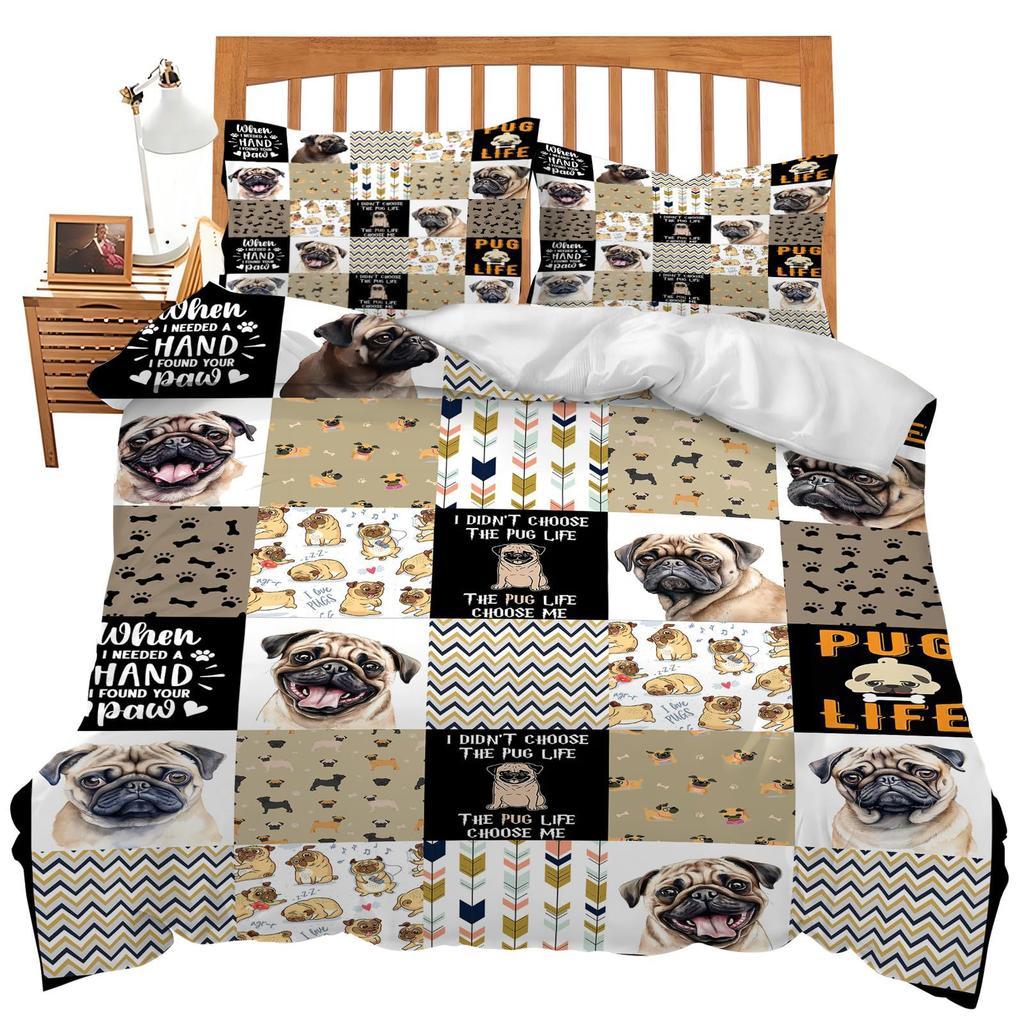 Red Cartoon Mushroom Three-Piece Quilt Cover Digital Printing Bedding Set Bed Cover
