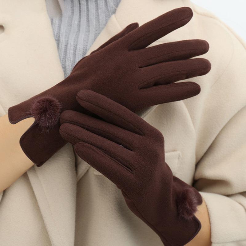 

New Velvet Gloves Korean Version of Anti Cold Touch Screen Gloves Cycling Driving Gloves Women Winter Velvet Warm Gloves One Size кофейный