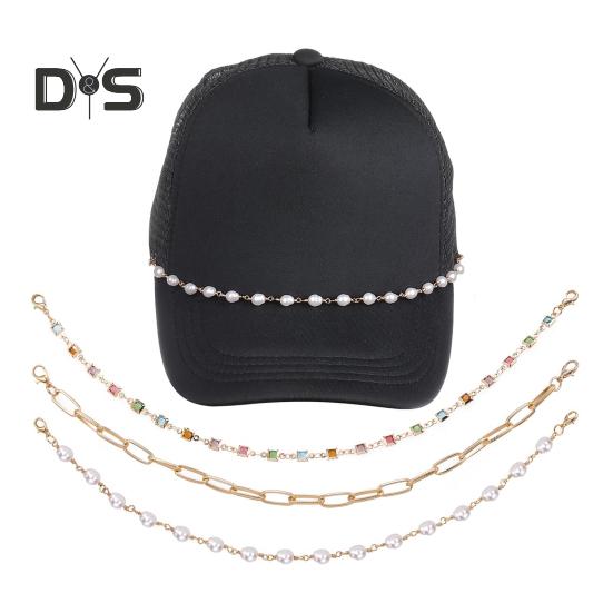 3 Pièces Chaîne de Cheveux Unisexe Style Bohème Pierres Turquoise Irrégulières Décor Floral Chaîne de Chapeau Installation Facile Accessoires pour Port Quotidien