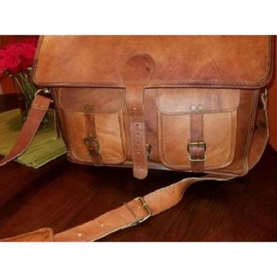 Men's Pure Handmade Briefcase Vintage Leather Messenger Bag Shoulder Laptop Bag