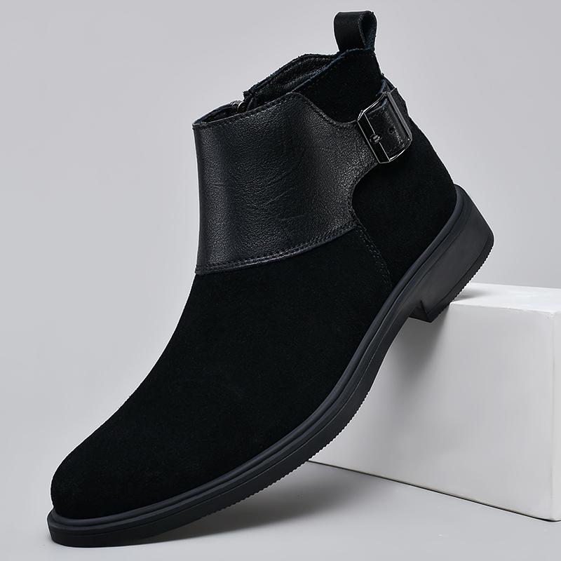 Warm Plush Fur Winter Boots for Men Fashion Comfortable Man Chelsea Boots Platform Snow Ankle Boots Handmade Soft Business Shoes