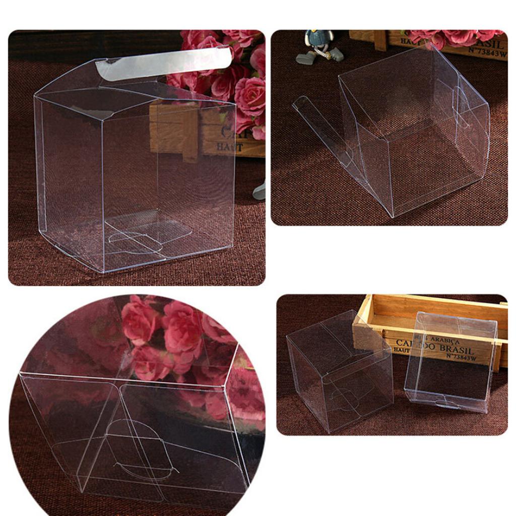 10 Stück Klare Transparente PVC Süßigkeitenbox Quadratische Plastik Geschenkverpackungsbox Hochzeit Dusche Geburtstagsparty 10x10x10cm